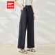 IEF/愛(ài)依服褲子2025夏秋新款韓版簡(jiǎn)約純色通勤氣質(zhì)百搭顯瘦闊腿褲 藏藍 S