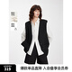 ELLE黑色通勤風(fēng)氣質(zhì)V領(lǐng)馬甲女2025春季新款時(shí)尚簡(jiǎn)約西裝馬夾上衣 黑色 L
