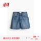 H&M女裝牛仔褲夏季高腰修身基礎款辣妹熱褲短褲1222124 牛仔藍 L 165/76