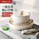 紅廚可拆卸手柄鍋具套裝陶瓷不粘便攜戶(hù)外煎炒鍋平底鍋湯奶鍋 五件套