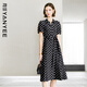 顏域波點(diǎn)連衣裙女2026夏季新款收腰顯瘦中長(cháng)款通勤高級感短袖裙子 黑白點(diǎn) 2XL