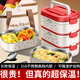 洽苒德國新款316不銹鋼保溫飯盒大容量便當盒超長(cháng)保溫學(xué)生上班族帶飯 【三層紅白飯盒】餐具+保溫袋 【316不銹鋼飯盒】