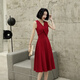勤馳新品酒紅色敬酒服新娘平時(shí)可穿結婚訂婚連衣裙名媛優(yōu)雅禮服女宴會(huì ) 酒紅色中長(cháng)款 XS 均碼