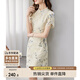 尚都比拉新中式立領(lǐng)盤扣旗袍改良版花瓣袖雪紡碎花連衣裙夏季 杏底花色 XL