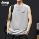 JEEP SPIRIT吉普背心男士夏季純棉寬松透氣簡(jiǎn)約百搭潮流休閑無(wú)袖t恤 麻灰 XL