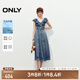 ONLY2025夏季新款浪漫風(fēng)荷葉邊V領(lǐng)中長裙牛仔連衣裙女|125242019 J33350水洗牛仔藍(lán) L