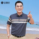 寶財(cái)羊爸爸夏裝冰絲短袖t恤男條紋polo衫半袖中老年人上衣服父親節(jié)禮物