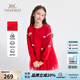 英氏（YEEHOO）女童連衣裙兒童公主裙春秋款長袖甜美網(wǎng)紗裙子中大童裝紅色周歲裙 甜心蝴蝶結(jié)-大紅【純棉里料】 140 cm【順豐包郵 · 極速達】