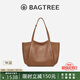 BAGTREE【明星同款】包包樹晚楓包 植鞣牛皮手提大容量通勤單肩托特女包 烤棕色-中號 可裝14寸電腦 高級小眾