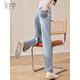 初申 春秋牛仔褲女時(shí)尚設計感刺繡高腰顯瘦闊腿長(cháng)褲S141N1075 藍色 L 