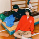 MMLG【沈月同款】半拉鏈領(lǐng)衛(wèi)衣女男秋季新款寬松韓系潮牌套頭情侶上衣 紅色 S
