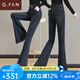 恰凡（QIAFAN）加絨微喇牛仔褲女春秋冬裝2025新款加厚馬蹄褲高腰顯瘦休閑直筒褲 藍(lán)色【春秋款】 26 /S