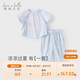 戴維貝拉兒童九分褲套裝女童T恤涼感速干褲大童夏裝