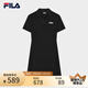 FILA 斐樂官方女子針織連衣裙時尚修身POLO領(lǐng)短袖裙子 正黑色-BK L (170) 88A