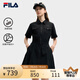 FILA 斐樂(lè)官方女裝梭織工裝連衣裙2025夏季新款時(shí)尚涼感防曬收腰裙子 正黑色-BK M 165/84A/M