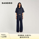 SANDRO2024秋冬款女裝新復古回潮縫線設計闊腿牛仔褲SFPPA01485 D324/深藍色 34