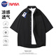NASA GISS襯衫男士夏季冰絲短袖男女同款寬松襯衣外套百搭上衣服 黑色 2XL 