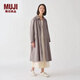 無印良品（MUJI） IDEE 女式 平紋 長款外套 風衣大衣女春秋  GAD01C4S 灰色 L （165/88A）