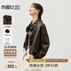 尚都比拉春夏款時(shí)尚休閑機(jī)車服立領(lǐng)落肩蝙蝠袖PU皮衣外套女 咖色 S