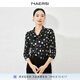 娜爾思（NAERSI）商場(chǎng)同款通勤圓點(diǎn)七分袖女開襟上衣襯衫秋季新款 黑色 2XL
