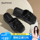 達芙妮（DAPHNE）七夕拖鞋女厚底外穿涼拖增高一字拖2024夏季新款休閑百搭潮流輕便 黑色 37 標準碼