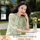 香影碎花襯衫上衣女2025夏秋季新款七分袖小衫綠色萊賽爾天絲襯衣 綠花 S 155/80A/85-95斤