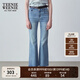 Teenie Weenie小熊女裝春裝休閑設(shè)計(jì)感雙腰頭牛仔褲高腰微喇褲 淺藍(lán)色 L (170)