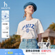 哈吉斯（HAZZYS）女裝 夏季女士【PHIZ系列】印花寬松短款圓領(lǐng)T恤女 米黃色OW M (160/84A 38)