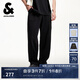 杰克·瓊斯（JACK&JONES）25年男裝夏季小眾刺繡抽繩寬松休閑褲子運(yùn)動(dòng)褲男直筒衛(wèi)褲純棉男褲 E40黑色 29 170
