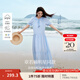 茵曼（INMAN）章若楠同款法式度假女裝木耳邊連衣裙休閑寬松2025夏季新品長裙子  天空藍(lán) M
