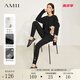 AMII2024冬新款極簡(jiǎn)小熊系列內(nèi)加絨打底褲修身保暖彈力小腳褲女 黑色 165/72A/L