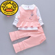 G.duck寶寶春裝女童長(cháng)袖套裝1-3歲2嬰兒衣服洋氣兒童毛衣三件套秋季童裝 裙擺3件套粉 100 cm
