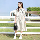 愛(ài) 西娜女童裙子2025新款夏季洋氣大童胖女孩連衣裙初中生12韓版寬松15歲 米色 150 cm