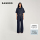 SANDRO2024秋冬款女裝新復(fù)古回潮縫線設(shè)計闊腿牛仔褲SFPPA01485 D324/深藍(lán)色 34
