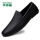 木林森（MULINSEN）男鞋頭層牛皮商務(wù)休閑軟底豆豆鞋 43碼 黑色 19591