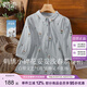 她池翻領(lǐng)襯衫2025春夏新款女裝刺繡單排扣寬松款五分袖襯衣T51B0075C