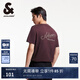 杰克·瓊斯（JACK&JONES）男裝短袖t恤男夏季新款潮流100%純棉休閑半袖T恤男士刺繡純色短袖 E16 酒紅色 L 180
