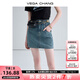 VEGA CHANG牛仔半身裙女2025夏季新款設(shè)計(jì)感顯瘦高腰a字裙復(fù)古水洗包臀短裙 復(fù)古藍(lán) S