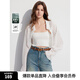 ELLE萊賽爾天絲長袖白襯衫女2025夏季開衫設(shè)計(jì)感新款罩衫上衣 白色 M