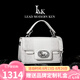LMK真皮包包女2025新款單肩包女士斜挎輕奢手提小方包送女友生日禮物 喜馬拉雅白 送老婆女朋友媽媽情人節(jié)生日禮物