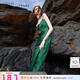 IBUDU2025夏季新款無袖圓領(lǐng)吊帶裙高腰連衣裙A字裙長裙女 墨綠花卉 S 155/80A