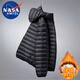 NASA MARVEL官方聯(lián)名輕薄羽絨服男士外套冬季新款連帽透氣保暖潮流時尚情侶款 黑色 XL (135斤-155斤)