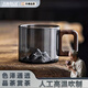 驕鹿【德國(guó)精造】玻璃木柄小茶杯中式觀山迷你泡茶杯耐高溫級(jí)感品茗 觀山木柄茶杯-兩只裝【煙灰】