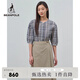 beanpole濱波  春夏新款女士泡泡紗格子圓領(lǐng)七分袖襯衫 藏青色 S 160/84A