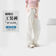 衣品元女裝褲子蝴蝶結綁帶工裝褲女秋裝高腰直筒薄款寬松休閑戶(hù)外登山褲 米白色 S 體重80-90斤 建議身高160-164cm