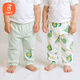 貝瑞加（Babyprints）兒童防蚊褲2條裝夏季男女寶寶純棉長(zhǎng)褲薄款外出休閑束口褲 綠100