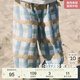 white wheat兒童2025夏季新款長褲男童印花束腳褲薄女寶透氣防蚊褲 格子 90 cm