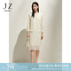 玖姿·安娜蔻優(yōu)雅端莊小香風(fēng)圓領(lǐng)直身蕾絲連衣裙女2025春季新款 米黃 M