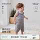 babylove嬰兒連體衣夏季莫代爾條紋男女寶寶哈衣吊帶爬服無袖夏裝 藍條紋 90cm