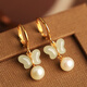 小銀匠珍珠和田玉蝴蝶S925銀耳環(huán)女款新中式國風(fēng)輕奢玉耳飾耳墜生日禮物